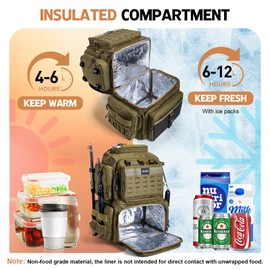 Goture Fishing Backpack with 2 Tackle Boxes, 53L 600D Water-Resistant Tackle Backpack with Cooler,Rod Holders, 8 Lure Pockets, Rain Cover, Large Fishing Bag Storage Gear Tackle Bag for Camping Hiking