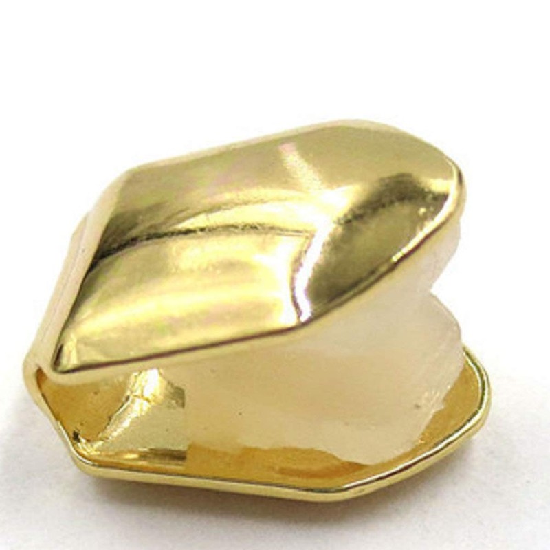 2Pcs Gold Plated Single Tooth Cap Hip Hop Teeth Plain
