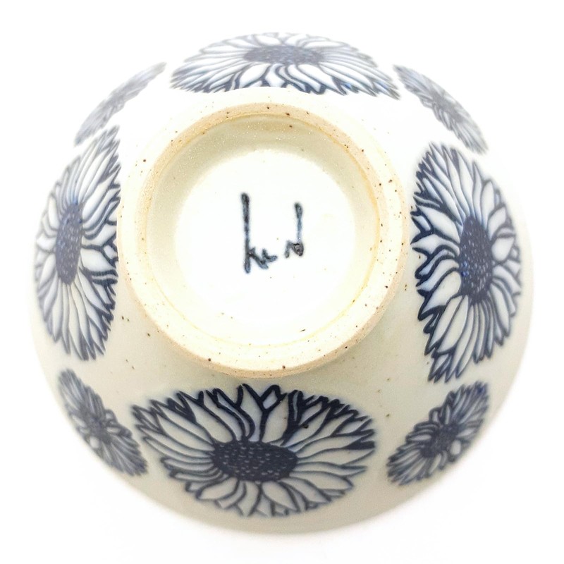 Hasamiyaki 481397 Rice Bowl, Rice Bowl, Flower, Blue, 4.3 inches