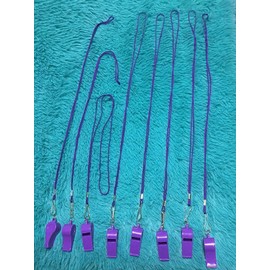 DYBADYSA 20 Pcs Purple Plastic Loud Whistle with Lanyard for Referee Coache Basketball Football Sport Soccer Hiking Outdoor Training Game Event Lifeguard Survival Emergency School Supplier Set