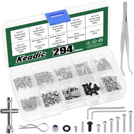 Keadic 294-Piece Universal RC Screw Kit Screws Assortment Set, RC Repair Tool Set, Precision Hardware and Tool Set, for Hardware Fixings C10