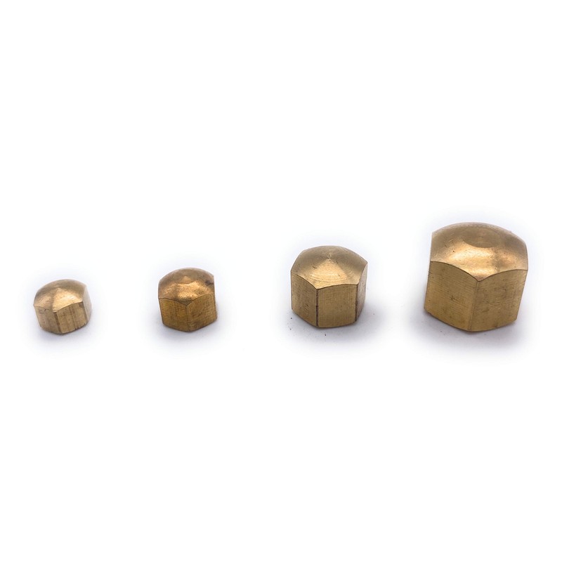 Pack of 5 Hexagonal Cap Nuts Brass M6 DIN 917