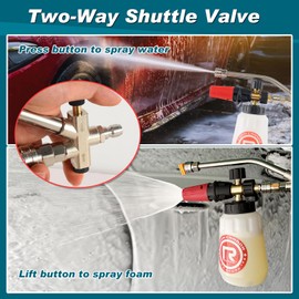 Rdutuok Pressure Washer Foam Cannon with Dual-Connector Double Tip Attachment Dual Lance Pressure Washer Wand for Soap Cannon 5 Power Washer Sprayer Nozzle Tips M22 and 1/4" Quick Connect 3600PSI