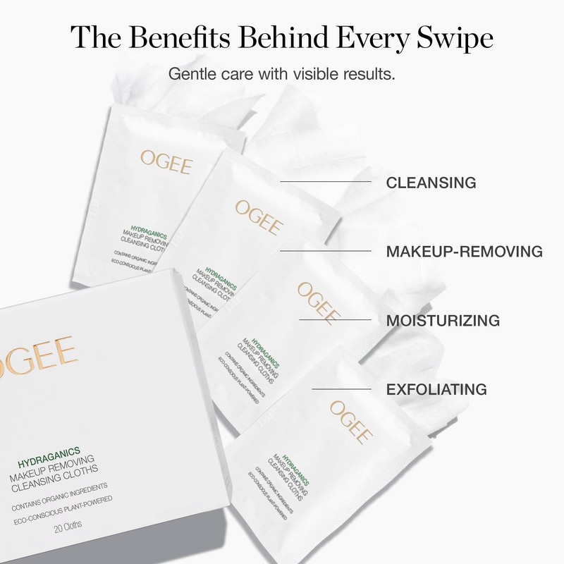 Ogee Gentle Makeup Remover Wipes - Moisturizing Makeup Wipes -