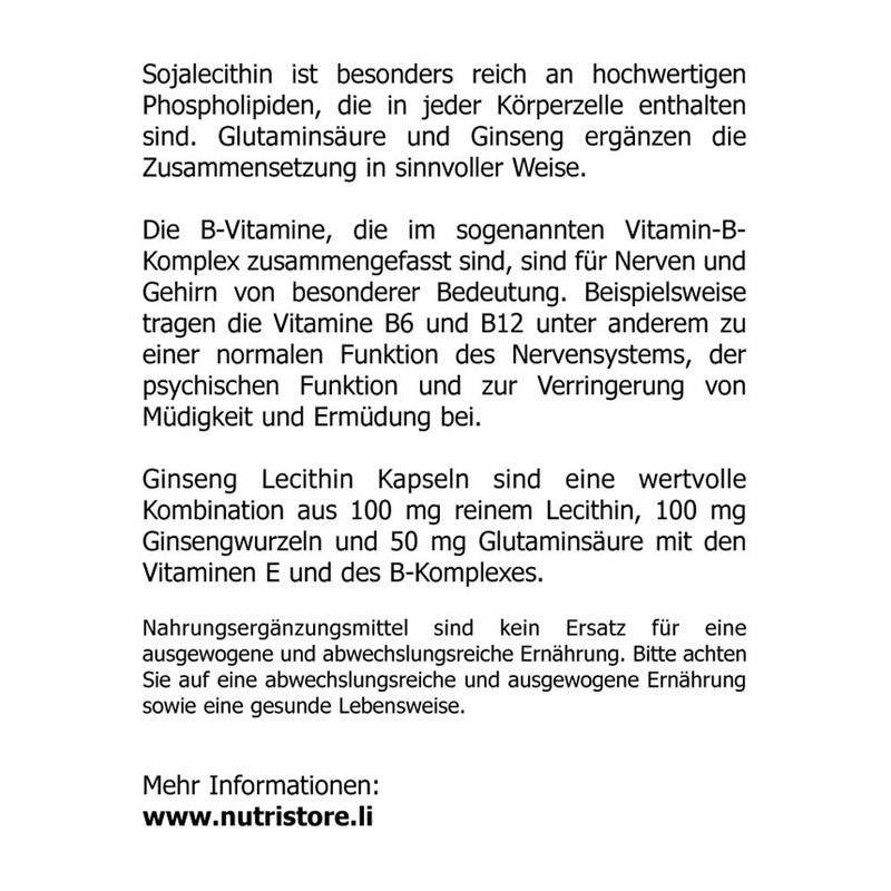 Ginseng Lecithin plus Kapseln 120 Stk. - Nahrungsergänzungsmittel mit Ginseng,
