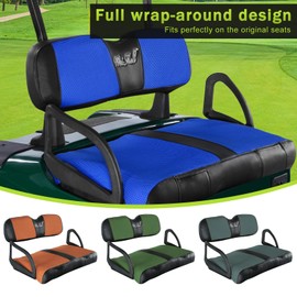 WEIMELL Golf Cart Seat Covers for EZGO RXV Front Seat Covers Thicken Breathable Mesh with Vinyl Leather Fits OEM Ordinary Cushion Covers No Nail Gun Easy to Install Black & Blue