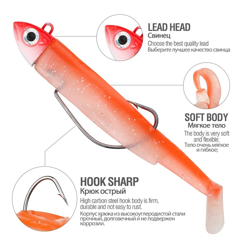 DONQL Rubber Fish with Jig Head Selectable 9 cm 25