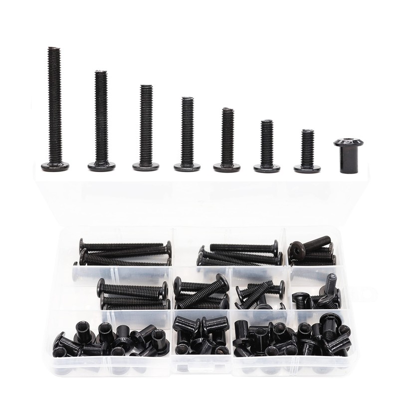 Black M6 Hex Drive Socket Cap Bolts Kit, binifiMux 35-Set