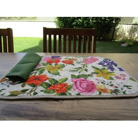 I pay little New!!! American Quilted Placemat with Floral Patterned Napkin Made in Italy!!!!!