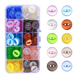 DYTHHN 100Pcs Cute Rounds Fish Eye Buttons DIY Decoration Resin Baby Buttons Useful Baby Colorful Buttons 2 Hole Sewing Buttons for Clothes Cardigans Accessories