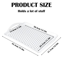 2 Pcs Large Rectangular Non Slip Serving Tray with Handles, Silicone Gripping Nubs Lap Food Trays for Eating, Dishwasher Safe Serve for Dinner Snack Fruit Dessert Beverage, Rectangular(White)