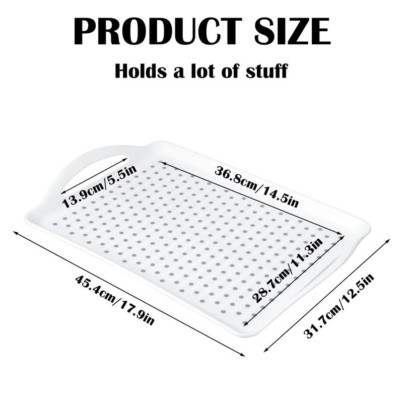 2 Pcs Large Rectangular Non Slip Serving Tray with Handles,