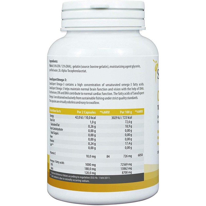 SanaExpert Omega-3 Fatty Acids, 1000 mg, with Natural Fish Oil