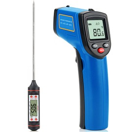 Infrared Thermometer, XRCLIF Laser Temperature Gun with LCD Display, Meat Thermometers Included, IR Thermometer Gun for Cooking/Pizza Oven/BBQ, Pizza Oven Thermometer, -58℉～986℉ (Not for Human)