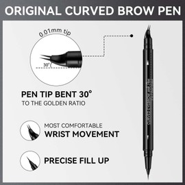 Augenbrauenstift Härchenzeichnung, 2-in-1 Dual-Ended Microblading Augenbrauenstift Wasserfest und Eyeliner, Curved Eyebrow Pencil mit 2 Gabelspitze, Präziser Pinselspitze, Natürliche(Dunkelbraun)