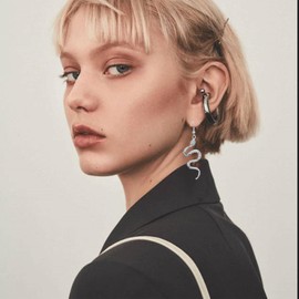 RofYof Snake Earrings - Boho Statement Punk Gothic Dangle Drop for Women - Vintage Animal Jewelry Gift (Silver)