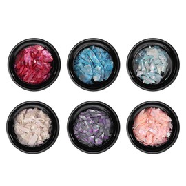 6 cajas, pieza de concha, decoración 3D para decoración de uñas, bricolaje, perla colorida, rebanada metálica, belleza, purpurina, lentejuelas, calcomanías, herramientas de manicura