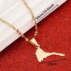 Smooth Eritrean Map Necklace Pendants Gold Color Jewelry Ethiopian Eritreans (Gold Pendant)