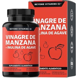Vinagre de Manzana + Inulina de Agave | 60 Cápsulas de 500mg de Vinagre de Manzana + 100 mg de Inulina de Agave | Sin Azúcar | Suplemento Alimenticio