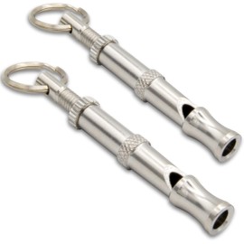 Aribari 2 x Professional Dog Whistles for Training and Training Dogs - Adjustable Pitch - Dog Training - Material: Brass, Colour: Silver
