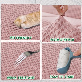 MAXIJIN Stretch Sofa Chair Slipcovers with Arms (31"-46 Washable Chair Cover Armchair with Non-Slip Foam & Elastic Bottom, Dog Cat Pet Friendly Furniture Protector (Small, Pink)