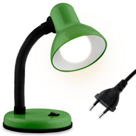 Lumiled Desk Lamp Classic Reading Lamp Table Lamp Flexible Neck Work Light Mini Bedside Lamp E27 Socket Table Lamp Made of Metal Children's Room for Reading Study Girls Boys Green