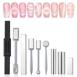 Saviland Cat Eye Magnet 9PCS Cat Eye Gel Nail Polish Magnet Tool Set for Nails Strong Suction Nail Magnet Stick Square Round Magnet Stick Various Cat Eye Effects Nail Sal on Both Ends / Saviland 캣아이 마그넷 네일용 9PCS 캣아이 젤네일 폴리시 마그넷 툴 세트 강력한 흡입 네일 마그넷 스틱 스퀘어 라운드 마그넷 스틱 다양한 캣아이 효과 양쪽 끝 네일 살