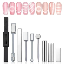 Saviland Cat Eye Magnet 9PCS Cat Eye Gel Nail Polish Magnet Tool Set for Nails Strong Suction Nail Magnet Stick Square Round Magnet Stick Various Cat Eye Effects Nail Sal on Both Ends / Saviland 캣아이 마그넷 네일용 9PCS 캣아이 젤네일 폴리시 마그넷 툴 세트 강력한 흡입 네일 마그넷 스틱 스퀘어 라운드 마그넷 스틱 다양한 캣아이 효과 양쪽 끝 네일 살