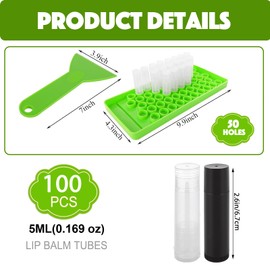 100 Pack Lip Balm Tubes with Filling Tray,Spatula & Stickers