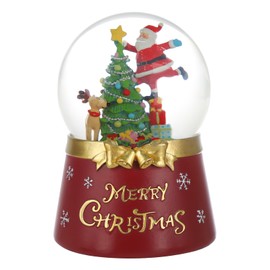 Christmas Snow Globe, Battery Operated Snowglobe, 100MM Automatic Snowfall Music Water Globe, Santa Claus Crystal Ball with Musical, LED Lights