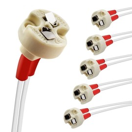 DiCUNO G4, GU5.3 Bi-Pin Ceramic Base Socket, MR16, MR11 Halogen Incandescent LED Bulb Holder Wire Connector (6pcs)