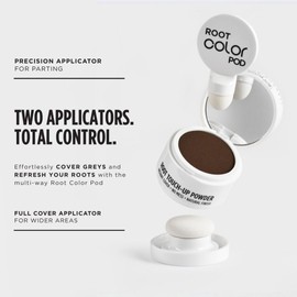 Jerome Russell Root Color Pod DARK BROWN | Root Touch Up Powder | Instant Grey Coverage for Roots & Hairline | Thinning Hair Filler | Smudge Proof | Vegan | With Precision & Full Cover Applicators