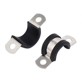 sourcingmap 15mm Dia EPDM Rubber Lined U Shaped Pipe Tube Wire Clamps Clips 5pcs