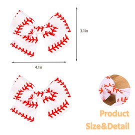 Baseball Bow Hair Clips for Women Baseball Cheer Clips for Cheerleader Cheerleading Bowknot Hairs Accessories Softball Hair Barrettes Clip Baseballs Sport Ribbons 2pcs
