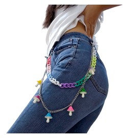 Women Hip Hop Punk Pants Jeans Chain Waist Chains Trousers Body Chian Jewelry (color 1)