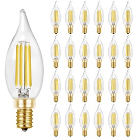 Hizashi E12 Candelabra Bulb 60 watt, E12 LED Bulb Dimmable, 5000K Daylight White, 90+ CRI 6W 550LM, CA11 Flame Tip LED Chandelier Light Bulbs Candelabra Base, UL Listed - 24 Pack