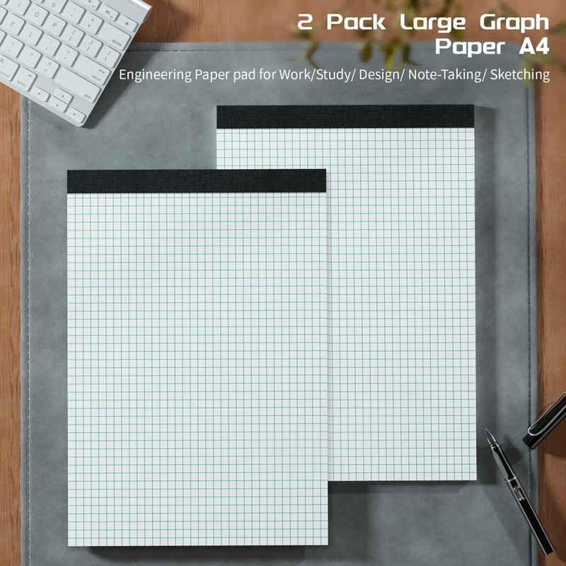 Graph Paper Pads A4 Graph Paper Notebook, 2 Pack 4x4
