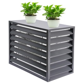 YUYFCC Outdoor Air Conditioner Fence Screen Aluminum Alloy Air Conditioner Covers Freestanding Air Conditioner Privacy Screen Fence Panels for Outside Outdoor Privacy (Grey)