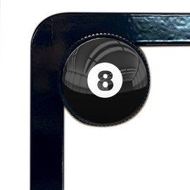 Tricktoppers 4 Black Knurled Motorcycle License Plate Frame Fastener Hardware Tag Bolts Screws Kit Custom Logo (USA Brand) - Crazy 8 Pool Ball Eight