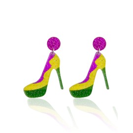 Mardi Gras Acrylic Earrings for Women Fleur De Lis Hook Dangle Earrings Accessories (Shoes)