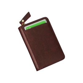 Kawaoto Men's Card Case, Large Capacity, Card Slots, Skimming, Genuine Leather, Pueblo Leather, Holds Up to 22 Cards, Made in Japan, Ykk, Simple, Wide Pocket, Coin Storage, Deep plum color