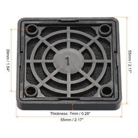 PATIKIL 50mm Cooling Fan Filter with Screw, 2 Pack ABS Ventilator Grill Protector Guard for Fan Protective Cover DIY, Black
