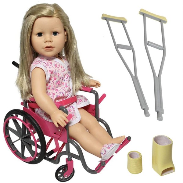 The New York Doll Collection Doll Wheelchair Set with Accessories for 18 Inch Dolls + Bonus Accessories
