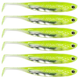 Dr.Fish Paddle Tail Swimbaits, Soft Plastic Lures for Bass Fishing, Freshwater Soft Fishing Lures Swim Shad Bait Minnow Lures Drop Shot Baits Plastic Crappie Baits, 4 Inches Chartreuse