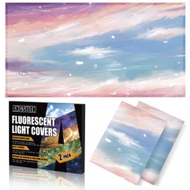 ANGSYLTH 2 Pcs Fluorescent Light Covers - 4 x 2 Feet Covers for Ceiling Lights, Magnetic Light Filters for Classroom, Office, Hospitals, Home (Sunset Glow)