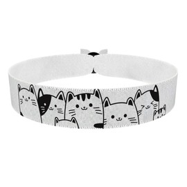 Süße Katzen - Stoffarmband mit süßen Katzenmotiven für Katzenliebhaber - Wasserfestes Satinarmband - Modisches Katzenaccessoire - Geschenk für Katzenfreunde - Handgemachtes Armband