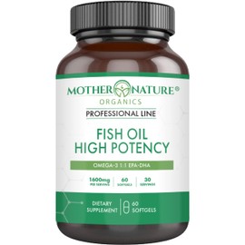 Mother Nature Organics Omega 3 Fish Oil 1600mg – EPA & DHA for Heart, Brain & Joint Health – Lipase for Better Absorption – DeltaGold® Tocotrienols for Freshness – Burpless, Easy to Digest – 60 Count | Mother Nature Organics Superfoods for Organic Living