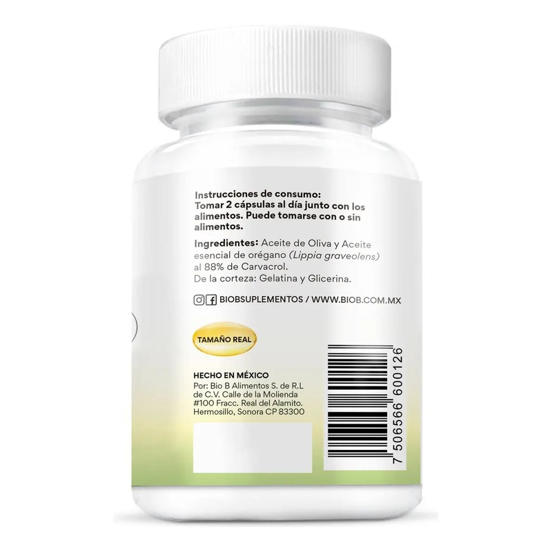 Bio B Aceite De Orégano Cápsulas Con 88 Carvacrol, 60
