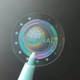 180pcs Crystal Hologram Tamper Proof Stickers high Security Labels Genuine Guaranteed and Original Seal Sticker Warranty Void Labels(1 inch) (Transparent)