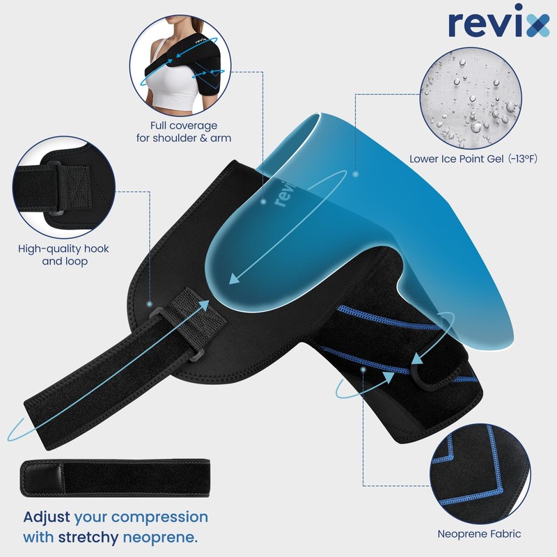REVIX Large Shoulder Ice Pack Wrap, Ice Shoulder Brace for